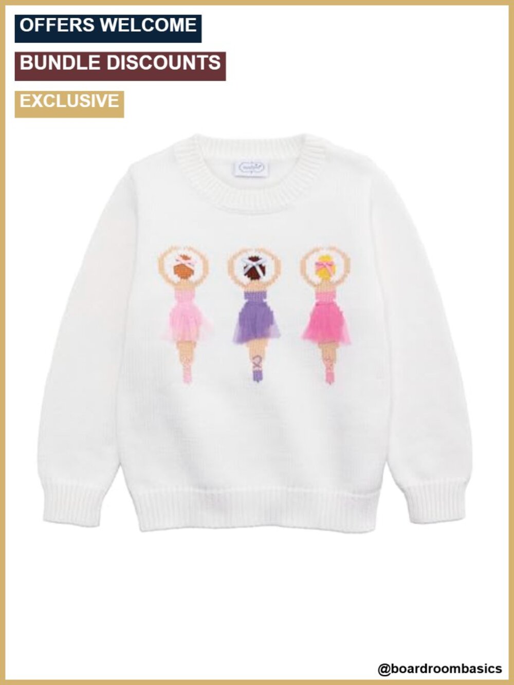 Toddler Girls Ballerina Cotton Knit Pullover Sweater